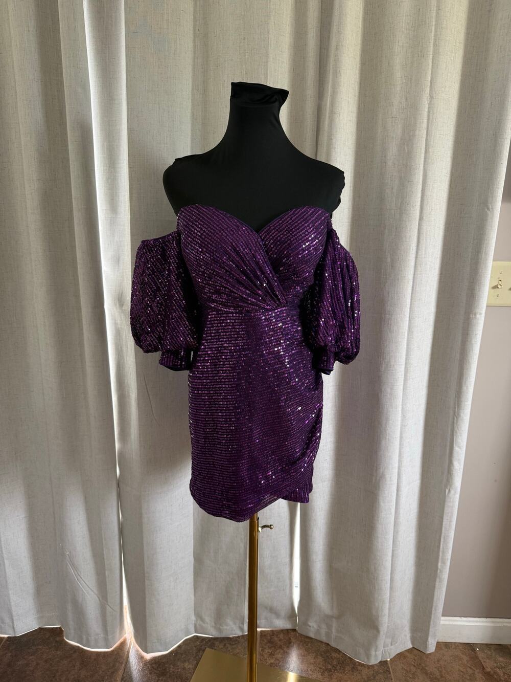 Purple Sequin Dress By Griffniseti Size XLarge